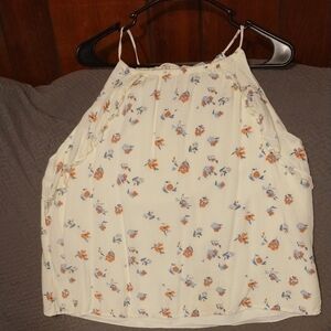 Cream Smocked Camisole with Orange Floral Design